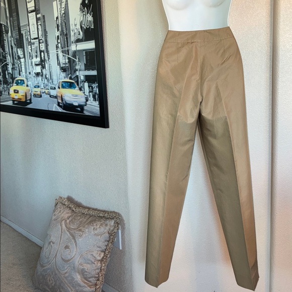 TALBOTS slacks, gold, silk blend, side zip, ankle slit, front pockets. 8 EUC - Picture 4 of 17